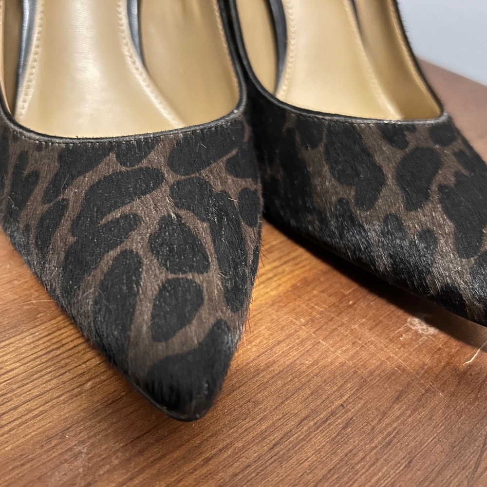 Jessica Simpson Leopard Calf Hair Heels Size 7 Pointed Toe Stiletto - Picture 5 of 5